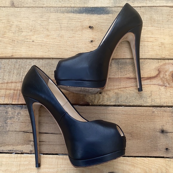 EUC Giuseppe Zanotti Vero Cuoio Black Leather Shoes Stiletto Heels - Picture 15 of 16